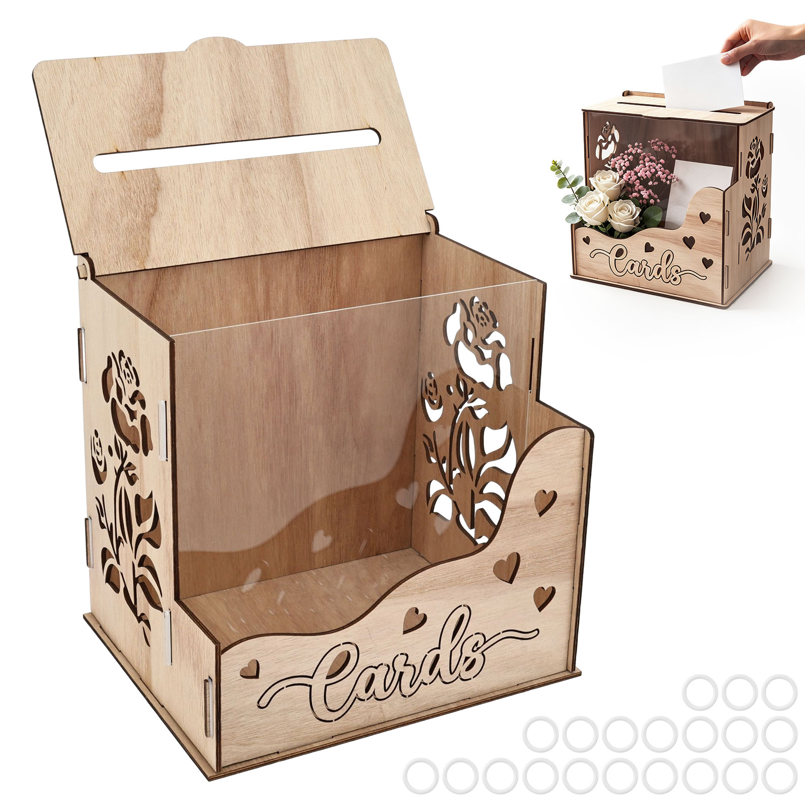 Wedding Card Box - Drewniana skrzynka na kartki z okienkiem