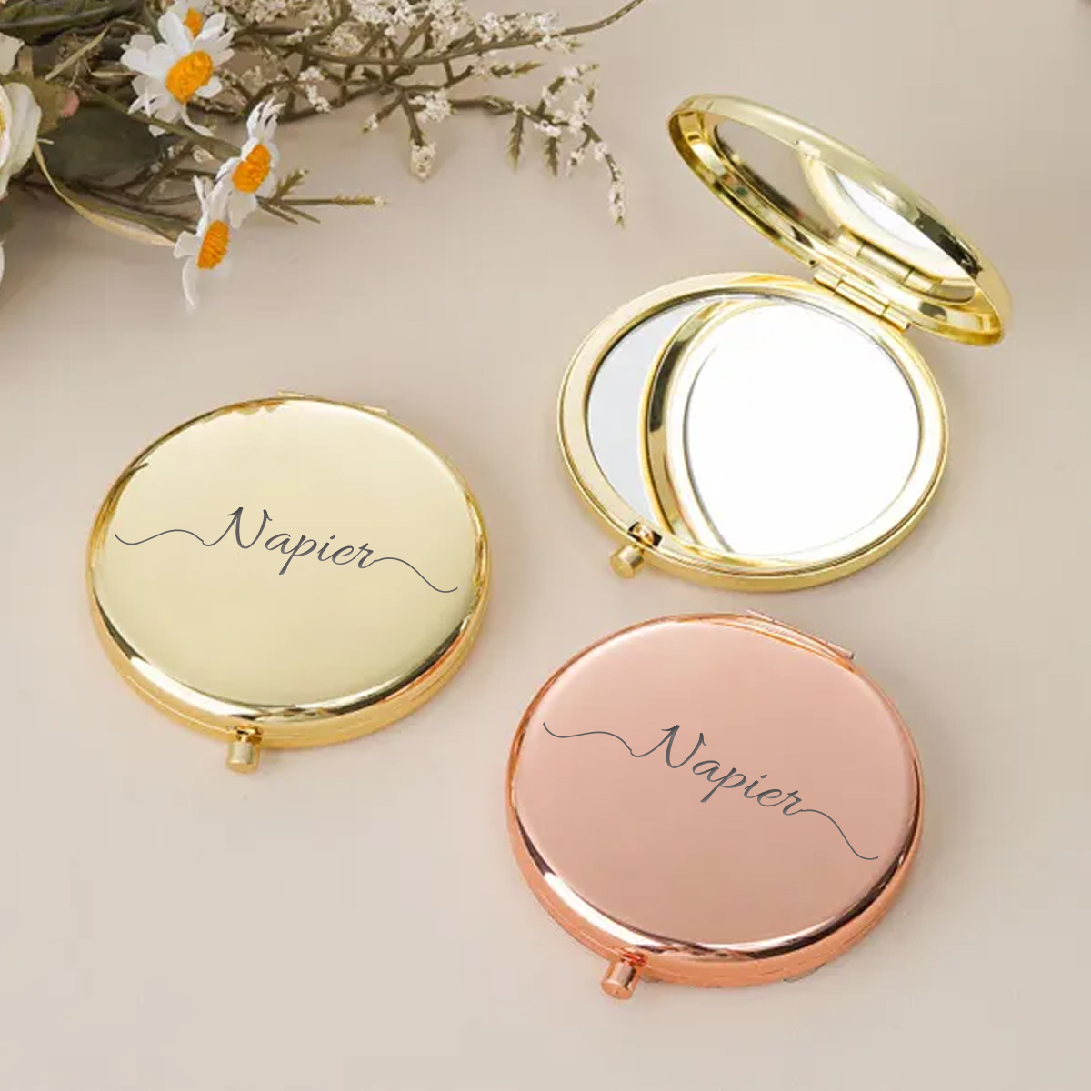 Wedding Supply List - 1 szt. Urocze lusterko kieszonkowe Napier