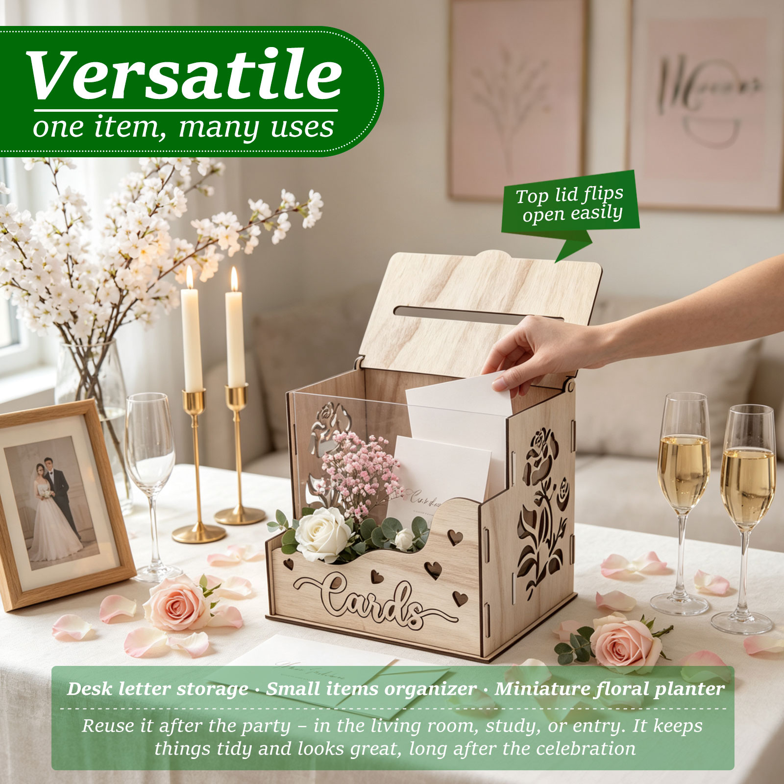 Drewniana skrzynka na kartki z – Wedding Card Box recenzja i cena